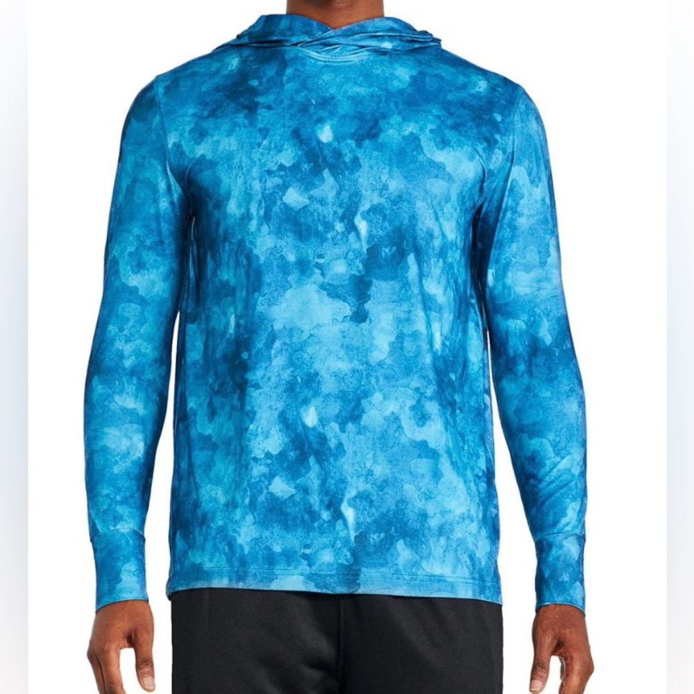 Blue Tie-Dye Athletic Works Pop Over Hoodie